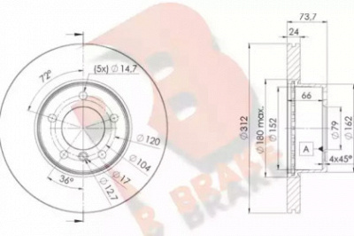 R BRAKE 78rbd21972 -  Тормозной диск
